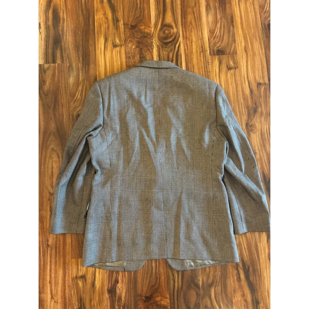 Jos A Bank Signature Collection Silk Camel‎ Hair Glen Plaid Blazer 44R Mens Gray